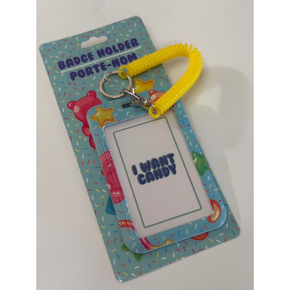 Gummy Bear Candy Badge Holder ID‎ Case with Yellow Coil Wristlet Keychain NWT